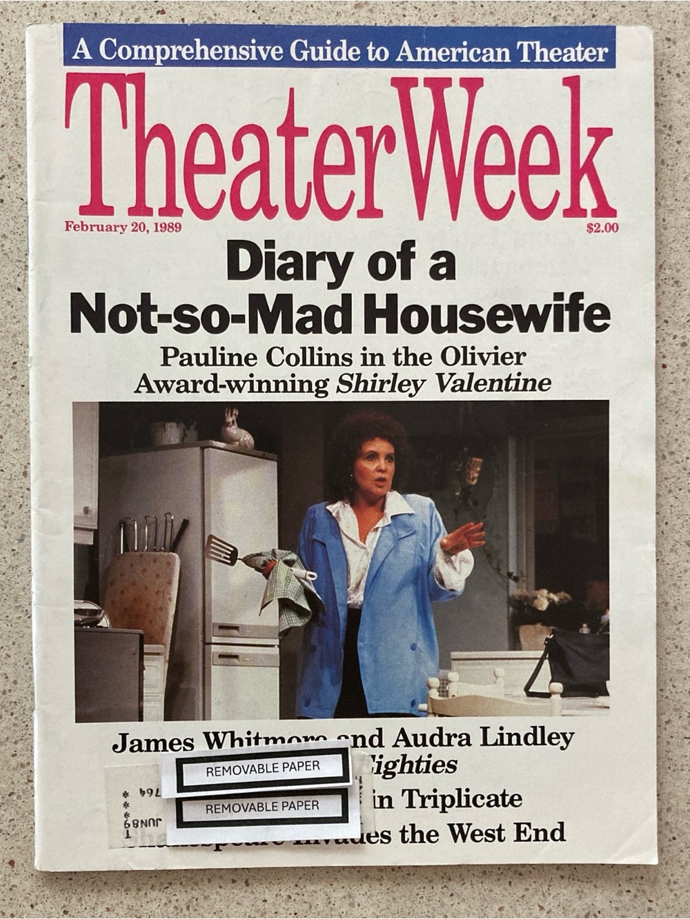 Pauline Collins Shirley Valentine Theater Week Magazine February 20 1989 Addres